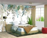 🌿 fightal - large tropical botanical leaf wallpaper, green plant floral wall mural for living room and bedroom (non-peel and stick) - 195"x120" (ideal papel tapiz for habitacion pared) логотип