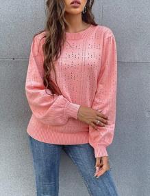 img 3 attached to Womens Puff Long Sleeve Crew Neck Lightweight Dot Hollow Out Knit Fall Pullover Sweater Blouse