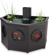 pennington aquagarden, affinity half-moon free-standing pond, water feature pool, includes inpond 5 in 1 300 pond & water pump with uv clarifier, 89 gallon decking pond, three fountain displays, mocha logo