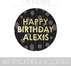 img 2 attached to Make Your Birthday Party Memorable With Custom Gold And Black Stickers - Personalized Name Labels For Envelopes, Bags And More - 40 1.75 Inch Round Labels