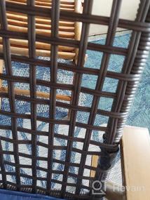 img 7 attached to Кресло-качалка на открытом воздухе, 3 шт., бистро, с журнальным столиком - PatioFestival, отделка под дерево, всепогодный набор для разговоров (синий)