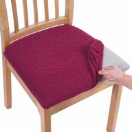 stretching jacquard dining chair seat covers with buckle - set of 2, wine red, perfect for smiry dining room chairs logo