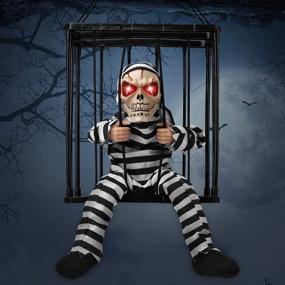 img 4 attached to Halloween Animatronic Talking Prisoner Decoration With Motion Sensor And Light - Spooky Indoor/Outdoor Prop For Kids And Adults | Clearance Halloween Décor