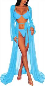 img 3 attached to Maxi Mesh Cover Up: Women'S Long Sleeve Swimsuit Dress For Beach And Pool
