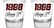 1998 21st birthday shot glass - funny gift idea (2 pack, 1.75 oz) logo