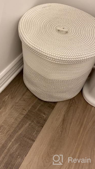 img 1 attached to Organize Your Home With A Large Beige Woven Rope Basket - 16"D X 14"H With Lid For Blanket, Nursery & Toy Storage! review by Cyndy Segotta