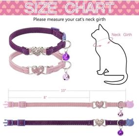 img 3 attached to ❤️ BINGPET Pack of 2 Heart Bling Cat Collar Safety with Bell - Soft Velvet Adjustable Breakaway Collar for Kittens