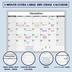 img 2 attached to Large Dry Erase Calendar For Wall - Undated Monthly Calendar Laminated, 27.8"X 40", Blank Reusable Planner For Home, Office, Classroom, With 6 Markers, 8 Stickers, Yearly Overview ＆ Weekly Planner