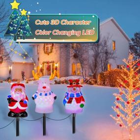 img 3 attached to IPOW Christmas Pathway Lights Markers With Rotating Light Cute 3D Shape 3 Set Plug In Christmas Lawn Light Stakes 5V Waterproof Christmas Garden Stakes Walkway Lights Christmas Garden Landscape Lights
