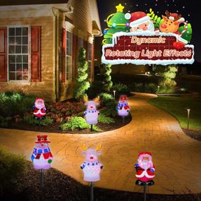 img 2 attached to IPOW Christmas Pathway Lights Markers With Rotating Light Cute 3D Shape 3 Set Plug In Christmas Lawn Light Stakes 5V Waterproof Christmas Garden Stakes Walkway Lights Christmas Garden Landscape Lights