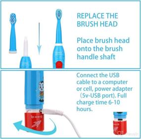 img 1 attached to Waterproof Rechargeable Electric Sonic Toothbrushes for Children