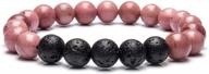 lava rock essential oil diffuser bracelet for women - 8mm stones for stress relief and aromatherapy with rhodonite logo