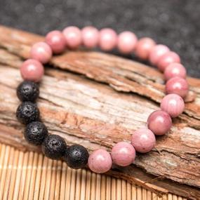 img 3 attached to Lava Rock Essential Oil Diffuser Bracelet For Women - 8Mm Stones For Stress Relief And Aromatherapy With Rhodonite