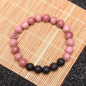 img 1 attached to Lava Rock Essential Oil Diffuser Bracelet For Women - 8Mm Stones For Stress Relief And Aromatherapy With Rhodonite