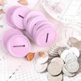 img 3 attached to VEIREN 10-Pack Stainless Steel Mason Jar Coin Slot Covers With Slotted Inserts For Regular Mouth Ball Canning Jars - Perfect Piggy Bank Lids In Pink For Kids And Adults (70Mm)