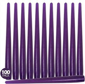 img 4 attached to 100 Pack Of 10 Inch Unscented Purple Taper Candles - 8 Hour Burn Time | Hyoola Bulk