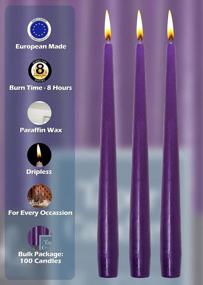 img 2 attached to 100 Pack Of 10 Inch Unscented Purple Taper Candles - 8 Hour Burn Time | Hyoola Bulk