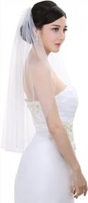img 4 attached to Crystal And Beaded One-Tier Bridal Wedding Veil By SAMKY