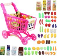 pink deao kids shopping cart toy with over 70pcs play food - fun and educational role play set logo