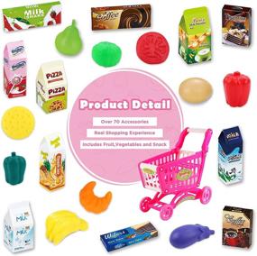 img 1 attached to Pink DeAO Kids Shopping Cart Toy With Over 70Pcs Play Food - Fun And Educational Role Play Set
