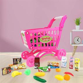 img 3 attached to Pink DeAO Kids Shopping Cart Toy With Over 70Pcs Play Food - Fun And Educational Role Play Set