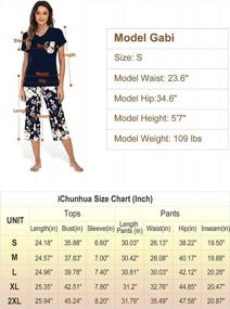 img 1 attached to IChunhua Comfy Lounge Sets For Women Short Sleeve V-Neck Tops And Floral Print Wide Leg Pants Loose Capri Pajama Set