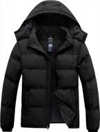 wantdo men's warm puffer jacket thicken padded winter coat with detachable hood logo