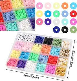 img 3 attached to PHOGARY Clay Beads 4800 Pcs Polymer Clay Beads, 6Mm Flat Round Heishi Beads Bracelet Beads Colorful Beads Kit With Letter Beads For DIY Jewellery Earring Necklace Bracelet Craft Making