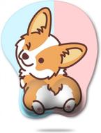 haocoo ergonomic mouse pad with cute corgi design, wrist support and non-slip backing - ideal for gaming, office, and laptop use (blue & pink) logo