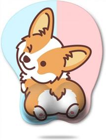 img 4 attached to HAOCOO Ergonomic Mouse Pad with Cute Corgi Design, Wrist Support and Non-Slip Backing - Ideal for Gaming, Office, and Laptop Use (Blue & Pink)