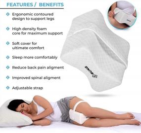 img 3 attached to 🧸 Коленная подушка с регулируемым ремешком для облегчения боли - идеально подходит для тех, кто спит на боку, беременных и выравнивания позвоночника - съемный чехол, стирка - контур из памяти пены.