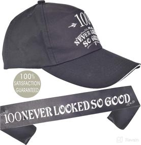 img 3 attached to 🎉 100th Birthday Party Supplies & Decorations for Men - Hat, Sash, and Baseball Cap Set, '100 Never Looked So Good' Theme - Ideal 100th Birthday Gifts and Accessories