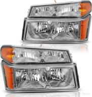 🔦 dwvo chrome headlight assembly for 2004-2012 chevy colorado/gmc canyon – replacement headlamps with bumper lights, driver & passenger side логотип