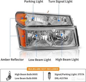 img 3 attached to 🔦 DWVO Chrome Headlight Assembly for 2004-2012 Chevy Colorado/GMC Canyon – Replacement Headlamps with Bumper Lights, Driver & Passenger Side