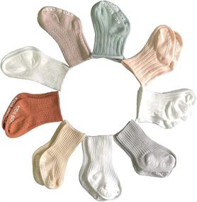 img 4 attached to QandSweet Combed Cotton Non-Skid Ankle Socks For Newborns, Infants And Toddlers - Perfect For Your Baby Boy!