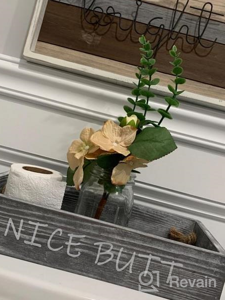img 1 attached to Rustic Grey Bathroom Decor Box With Two Mason Jars And Artificial Flower - Large Wooden Organizer For Toilet Paper And Accessories, Ideal Bathroom Rustic Accessory And Storage Solution By HOMKO review by Patrick Stephani