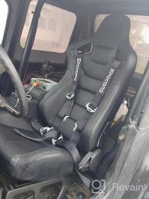 img 6 attached to Pair Of All Black Racing Seats W/Silders - PVC Snake Pattern & Carbon Fiber Style Leather Reclinable