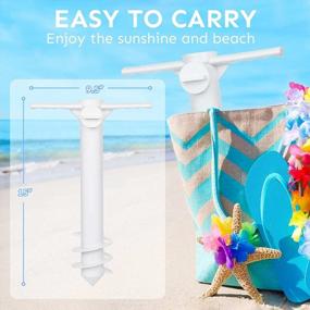 img 2 attached to Sturdy Beach Umbrella Sand Anchor With Hanging Hooks - Fits All Sizes, Resists High Winds With 3-Tier Screw - White