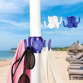 img 3 attached to Sturdy Beach Umbrella Sand Anchor With Hanging Hooks - Fits All Sizes, Resists High Winds With 3-Tier Screw - White