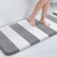 soft and absorbent microfiber shaggy bathroom rug - non-slip, thick plush bath mat - machine washable, dry quickly - 24" x 47" grey logo