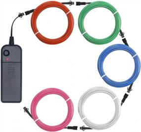 img 4 attached to ZITRADES EL Wire Портативные неоновые лампы 5X1M / 3Ft Многоцветный электролюминесцентный провод между мужчинами и женщинами с инвертором для вечеринок, домашних украшений, рождественских украшений