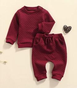 img 3 attached to Cozy Unisex Baby Sweatsuit: Warm Long-Sleeve Top & Pant Set In Solid Gender-Neutral Outfit