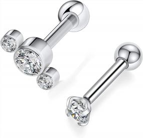 img 1 attached to 16G Titanium Cartilage Earring Studs G23 Internally Threaded Labret Jewelry