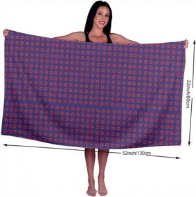 img 3 attached to Ultra Soft, Highly Absorbent Quick Dry Beach Towel - Red Donut Circles On Blue 52"" X 32