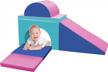 high-quality climbing toys for toddlers 1-3 years old, set of 5 with arch bridge design and dual-purpose slide, foam blocks for improved motor skills and boosted immune system in blue and pink logo