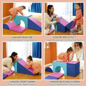 img 3 attached to High-Quality Climbing Toys For Toddlers 1-3 Years Old, Set Of 5 With Arch Bridge Design And Dual-Purpose Slide, Foam Blocks For Improved Motor Skills And Boosted Immune System In Blue And Pink