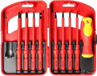 🧰 premium 8-piece insulated electrician screwdriver set - phillips & slotted bits, 1000v insulation - great gift for electricians логотип