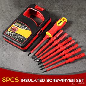 img 1 attached to 🧰 Premium 8-Piece Insulated Electrician Screwdriver Set - Phillips & Slotted Bits, 1000V Insulation - Great Gift for Electricians