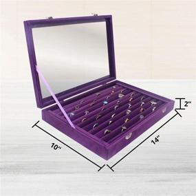 img 3 attached to Ring Organizer Display Case ~ 11 Rows Multiple Ring Holder ~ Jewelry Tray Organizer With Studs ~ Ring & Earring Holder Storage Box For Shows With Transparent Lid (Purple)