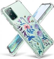 cute floral clear case for samsung galaxy s20 fe 5g - shockproof hard pc+tpu bumper cover with beautiful blue design for women & girls logo